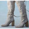 Nuevo Estilo Popular Mujeres Moda Casual Vintage Retro Botas Cowboy Largas hasta la Rodilla Zapatos de Tacón Cuadrado Botas Mujer Zapatos Mujer