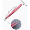 Professional Stainless Steel Eyelash Extension Tweezers Set, Pink Color, 2 Piece Precision Beauty Tools with Straight and Curved Tips, 4.76 Inch and