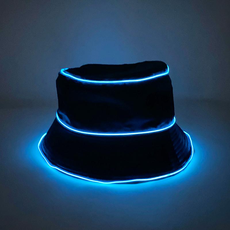 Fashion Luminous Party Hats LED Glow Bucket Hat Hiphop Neon Fisherman Cap for Men Women Dance Show Festival Costume