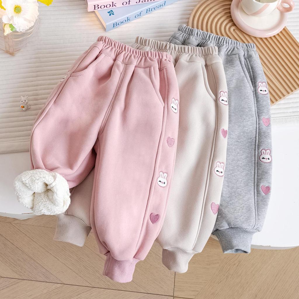 Mädchen Niedliche Cartoon Kaninchen Stickerei Sweatpants Kinder Lässige Sporthose Lange Hosen Kinderkleidung