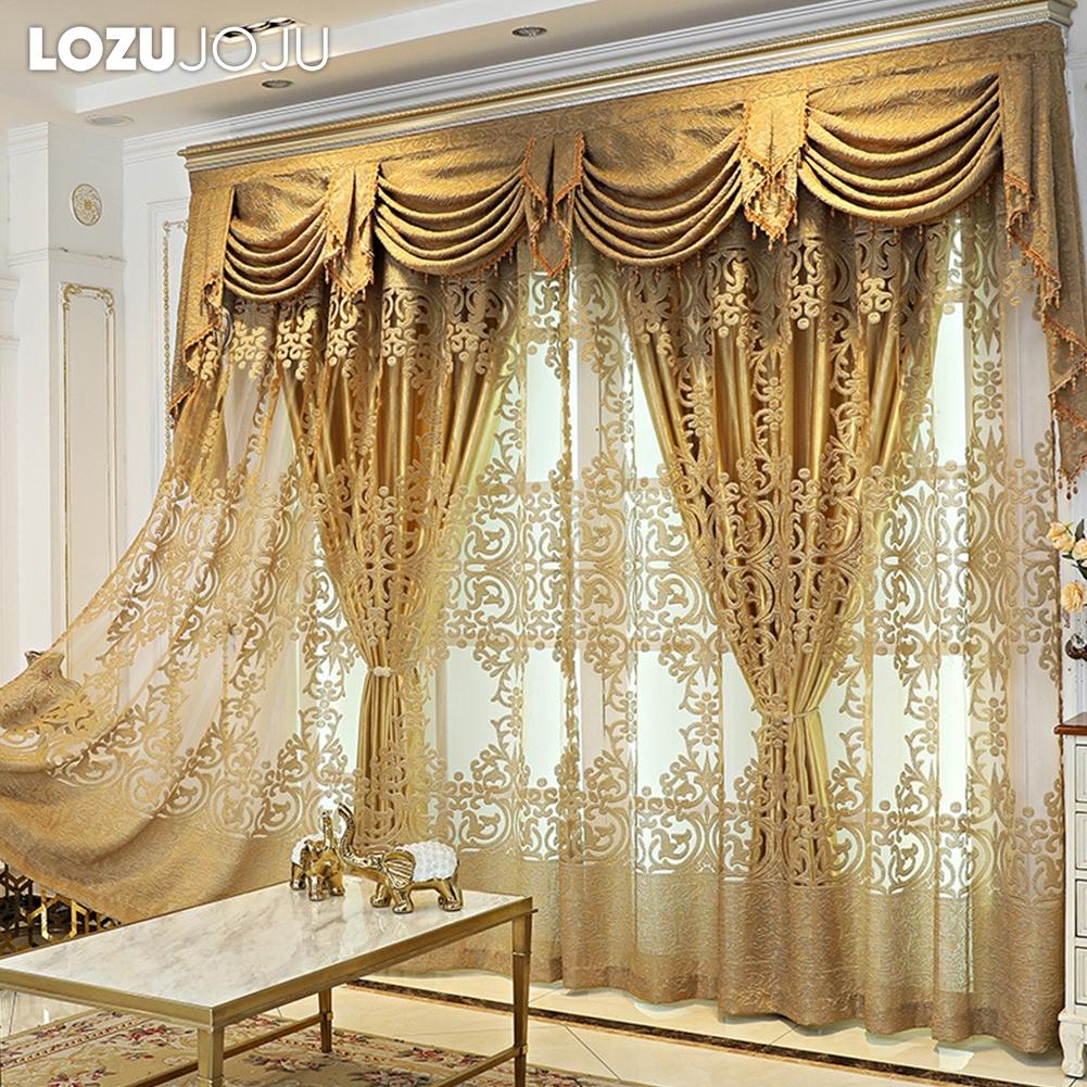 1PC LOZUJOJU Fashionable and Elegant European Hollow Out Sheer Curtains for Living Room Bedroom Window Tulle Home Decor
