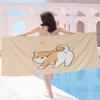 Kawaii Shiba Inu Bath Towel Microfiber Soft Water Absorbing Breathable For Girl Kids Decorative Cartoon Beach Towel
