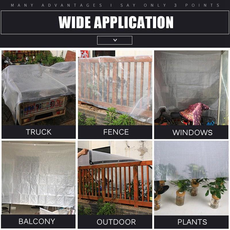 Transparent Tarpaulin PE Film Grid Rainproof Cloth With Silver Edge Garden Plant Car Truck Canopys Pets Waterproof Shelter Shade