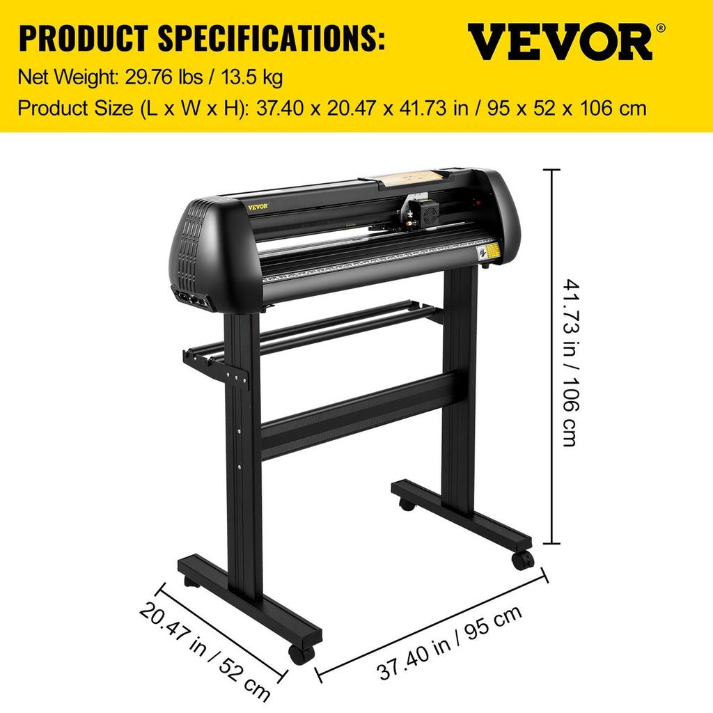 Vinyl Cutter Machine, 28-inch Cutting Plotter, Adjustable Speed and Force, DIY Cutting Machine Kit for Signs Banners Stickers with Floor Stand