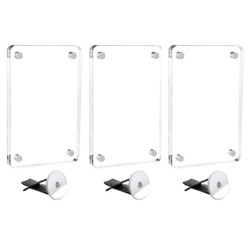 Pack of 3 Acrylic Vehicle Sun Visors Photo Clip Holders 3 Inch Universal Quick Install for Secure Display Easy Mounting