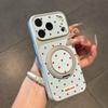 Full screen color polka dot rotating bracket is suitable for Apple iPhone16/17 mobile phone case 15 large windows 14/13 sets