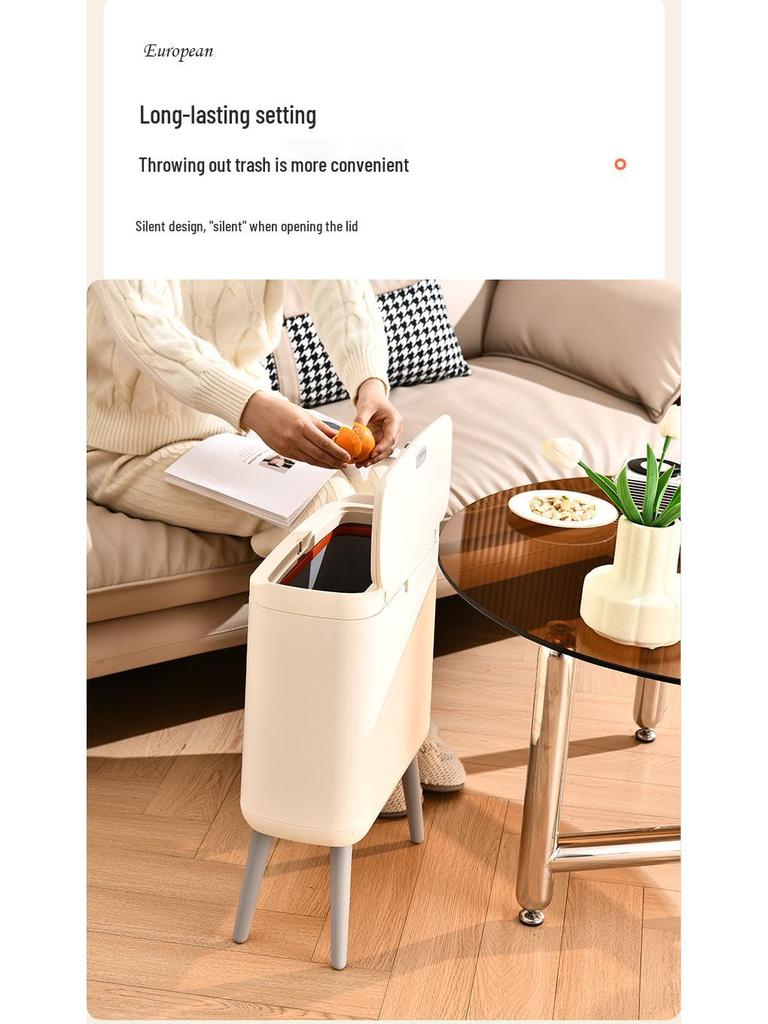 Schub-Mülleimer mit Deckel, Großes Fassungsvermögen für Wohnzimmer/Badezimmer