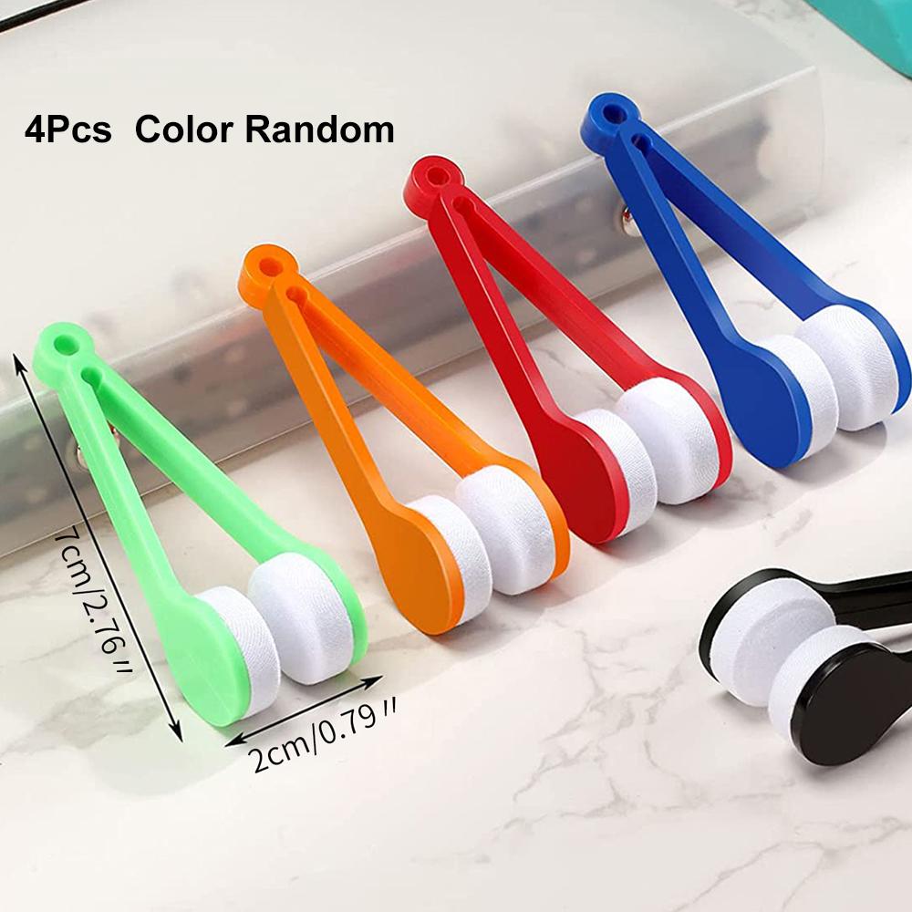 1/2/4Pcs Eyeglass Cleaning Rub Mini Glasses Microfiber Cleaner Sun Glasses Soft Brush Cleaning Clip Color Random