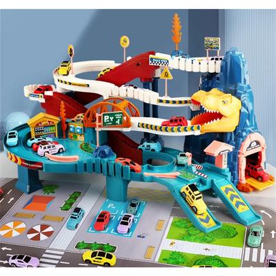 Dinosaurier Panshan Autobahn Kombinations-Schienenauto Eisenbahnschienenauto Spielzeugmodell Städtische Puzzlespielzeuge für Kinder Jungen Geburtstagsgeschenke