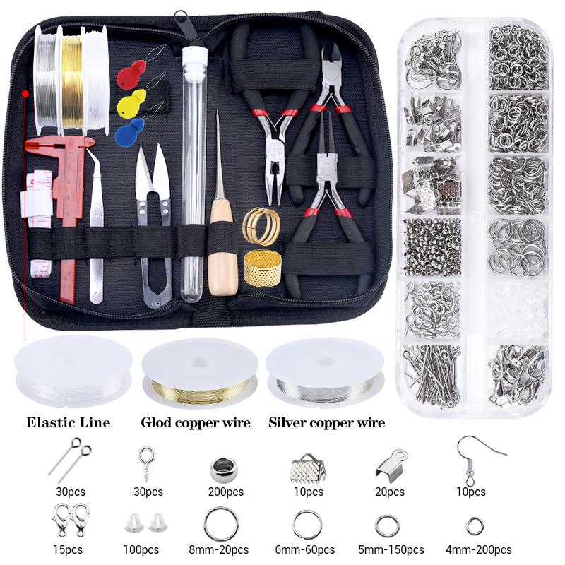 DIY Jewelry Making Tools: Open Jump Rings, Lobster Clasps, Crimp Beads, Earring Hooks for Craft Repair & Beginners