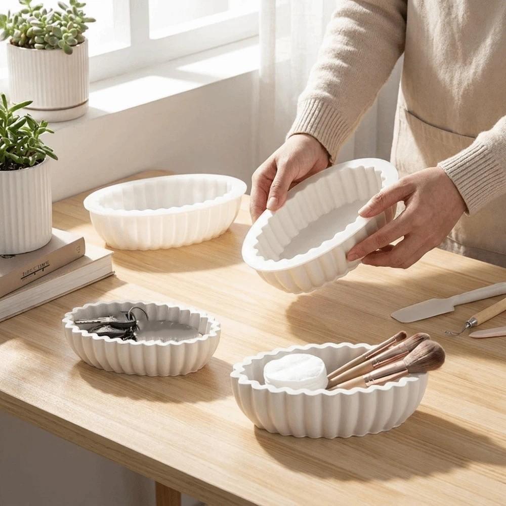 Striped Storage Bowl Mold Pleated Flower Pot Mold Castings Resin Mold Handicraft