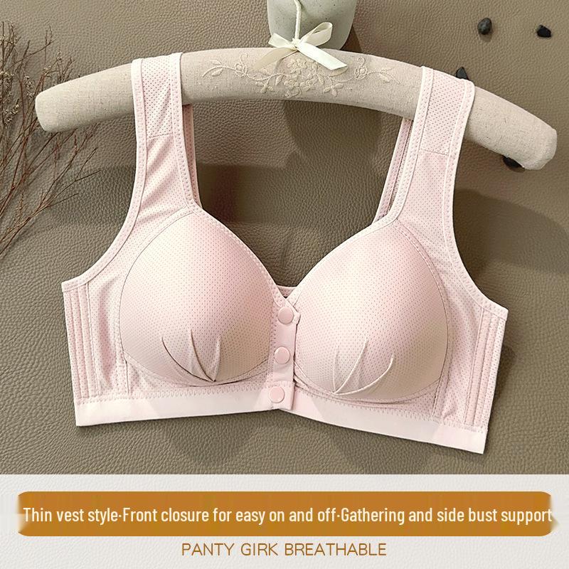 חזייה ללא ברזלים עם סגירה קדמית: מרים ותומך בשומן צדדי - תחתונים נוחים לשינה לנשים בגיל הביניים ומבוגרות