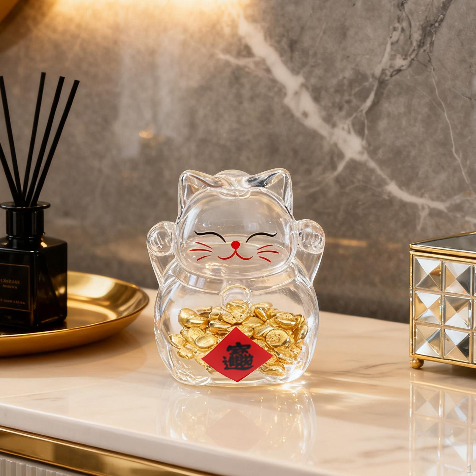 

3D Банка для хранения в виде кошки, Банка для бобов из боросиликатного стекла, Коробка для сбора денег для детей, Подарочное украшение, Style A