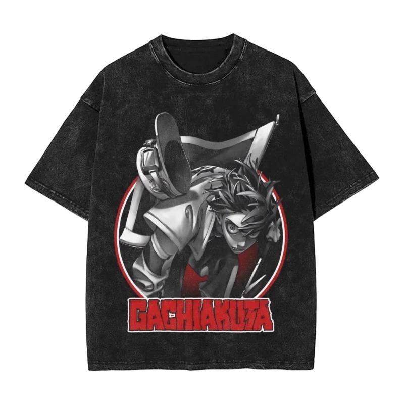 Gachiakuta Gewaschenes T-Shirt Unisex Oversized YK Kurzarm Lässig Baumwolle T-Shirt Strand O-Ausschnitt Locker Unisex Damen Kleidung Oberteil Tee