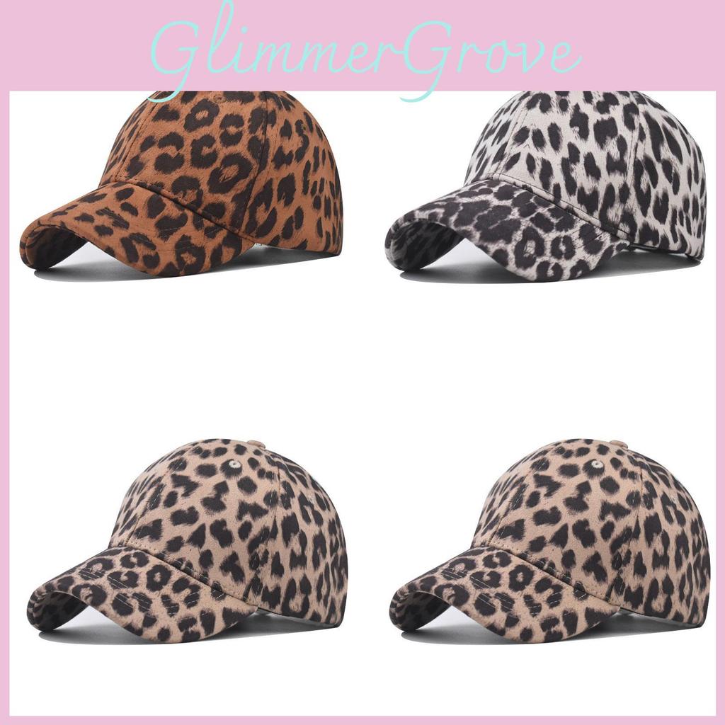 Cotton Pattern Leopard Baseball Cap Unisex Curved Brim Sun Hat For Casual Wear