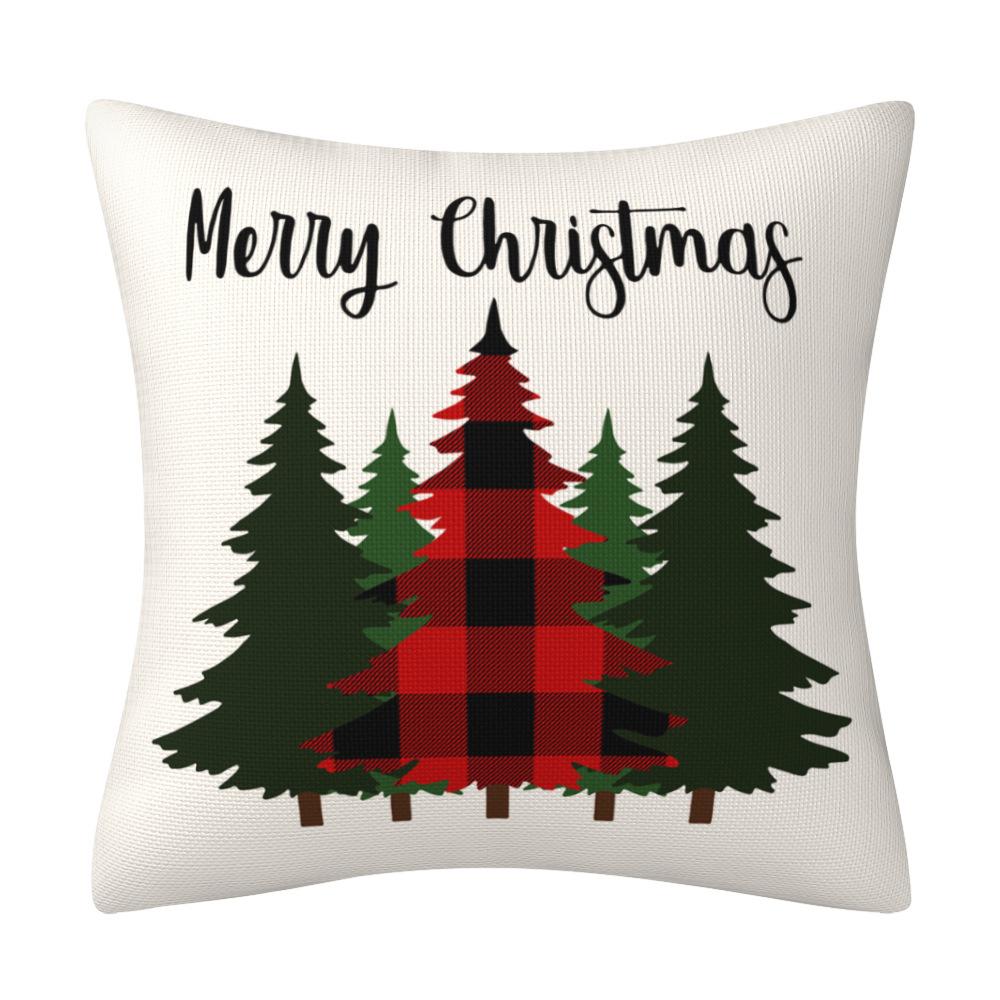 Plaid Christmas Tree Linen Pillowcase Christmas Decoration Sofa Cushion Household Supplies Pillowcase