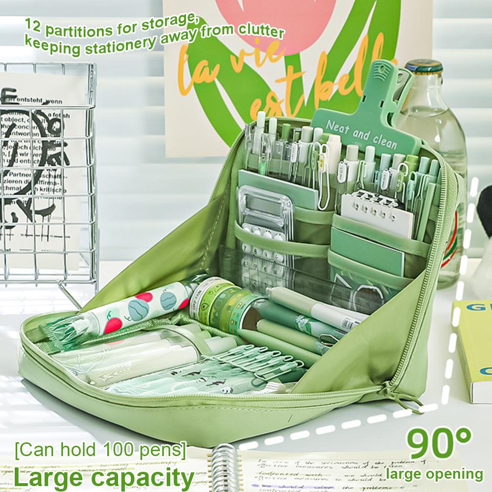 Large Capacity Pencil Case Panda Aesthetic Canvas Cute Pen Bag Multi-Function Portable Storage Students High Beauty Makeup Bag