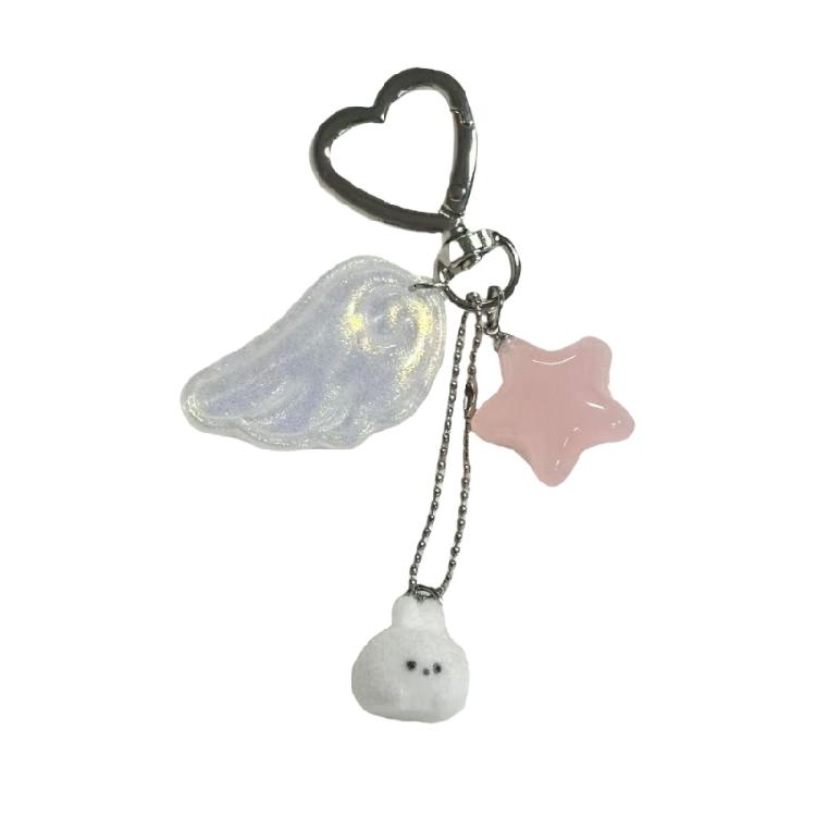 Enchanting Rabbit Keychain Angel Wing Star Details Sturdy Lightweight Alloy Design Versatile Daily Use Decorative Item