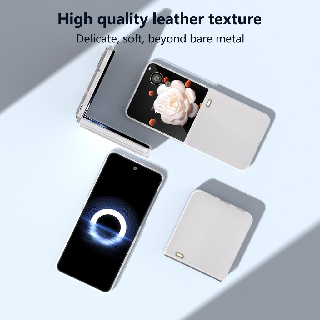 Pro Honor Magic V Flip 5G Pouzdro Průhledný Matný Okraj PU Kůže+PC Skládací Kryt na Telefon