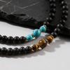 Casual Turquoise Beaded Necklaces for Men Boys,Summer Beach Tiger Eye Stone Collar,Waterproof Swimming Jewelry Gift