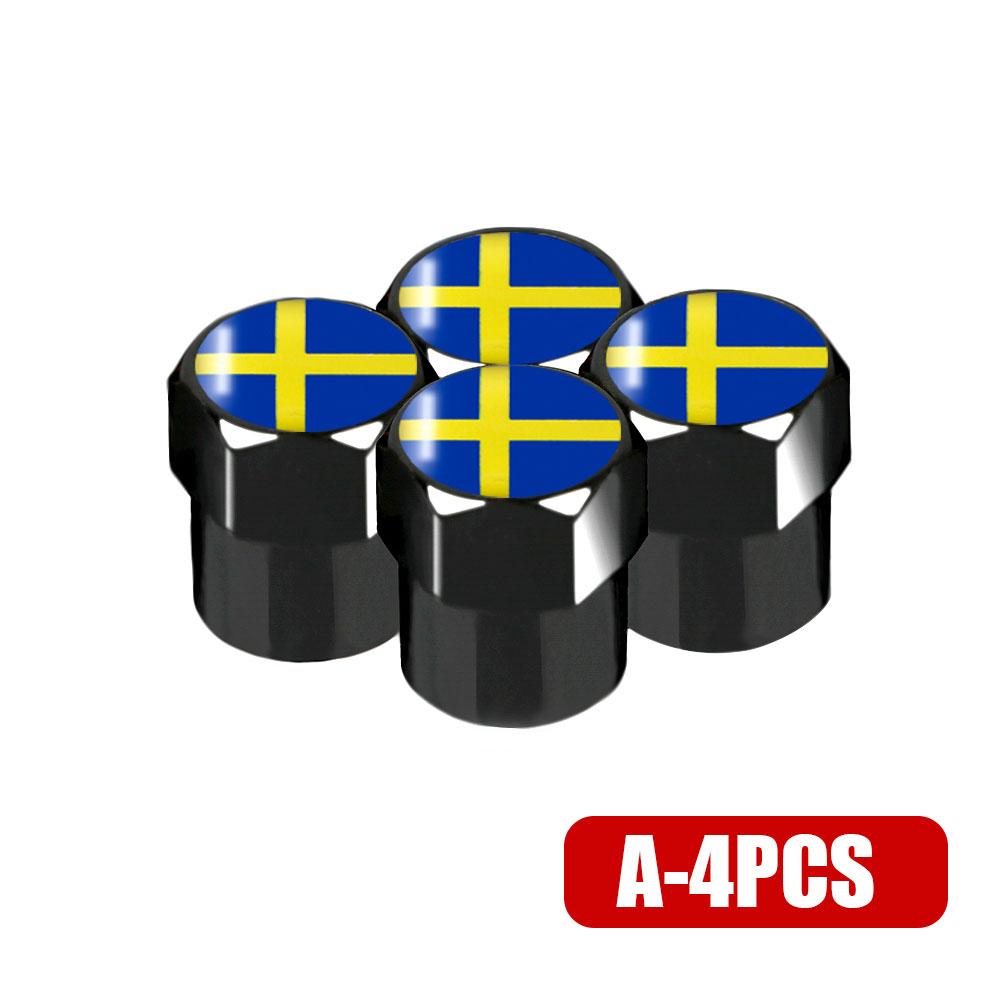Lot de 4 bouchons de valves de pneus avec emblème du drapeau suédois pour voiture, accessoires de décoration pour Volvo V70 XC60 S60 V60 V40