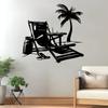 1pc Beach Lounge Metal Wall Art Relaxing Beach Statue Mural Summer Labor Day Weather Resistant Iron Wall Decor Outdoor Garden Fence Art Deco