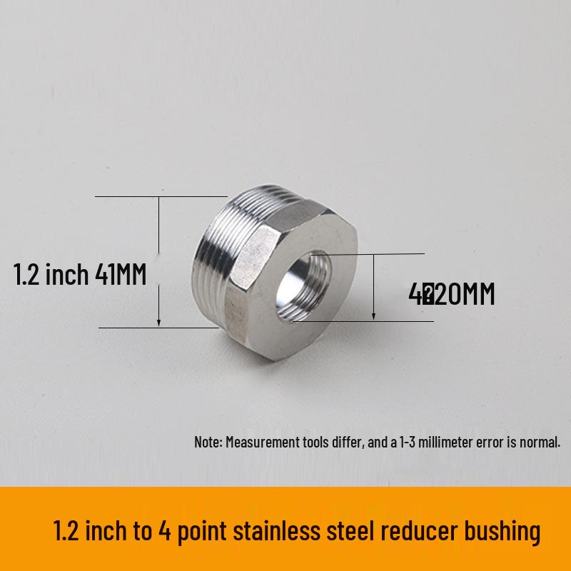 304 Stainless Steel Reducing Nipple, Male/Female, Thickened, 6-Point to 4-Point, 4-Point to M14 Pressure Gauge Adapter