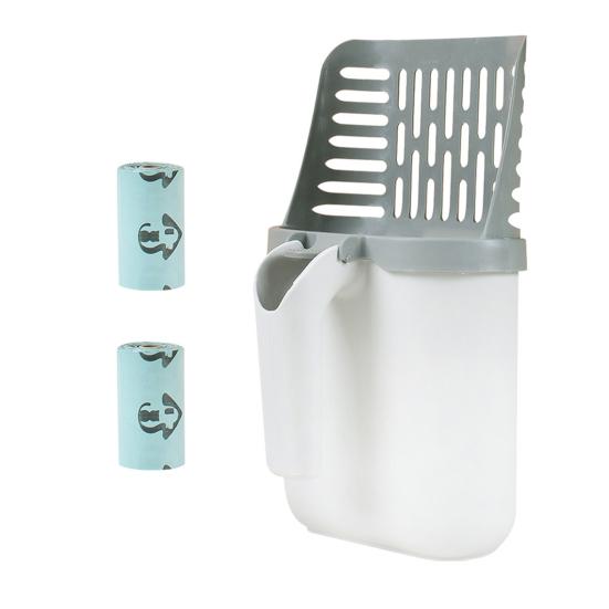 Cat Litter Scoop with Waste Bin Self-Cleaning Toilet Shovel Easy-to-Use Handle Garbage Bag Holder Cat Supply