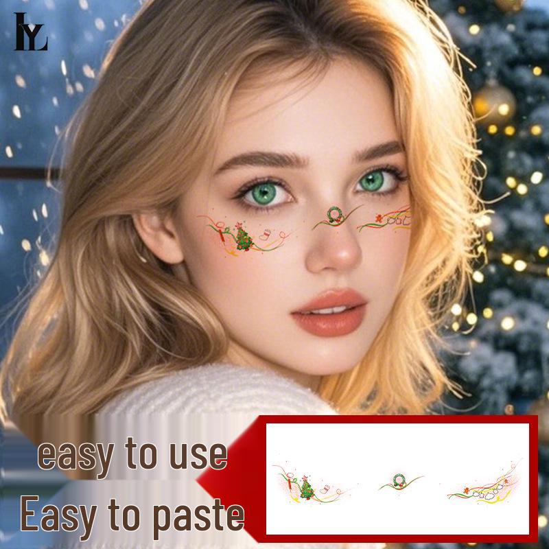 Christmas Tattoo Stickers: Easy-to-Remove Temporary Makeup Tattoos with Tree, Reindeer, and Snowflake Designs.
