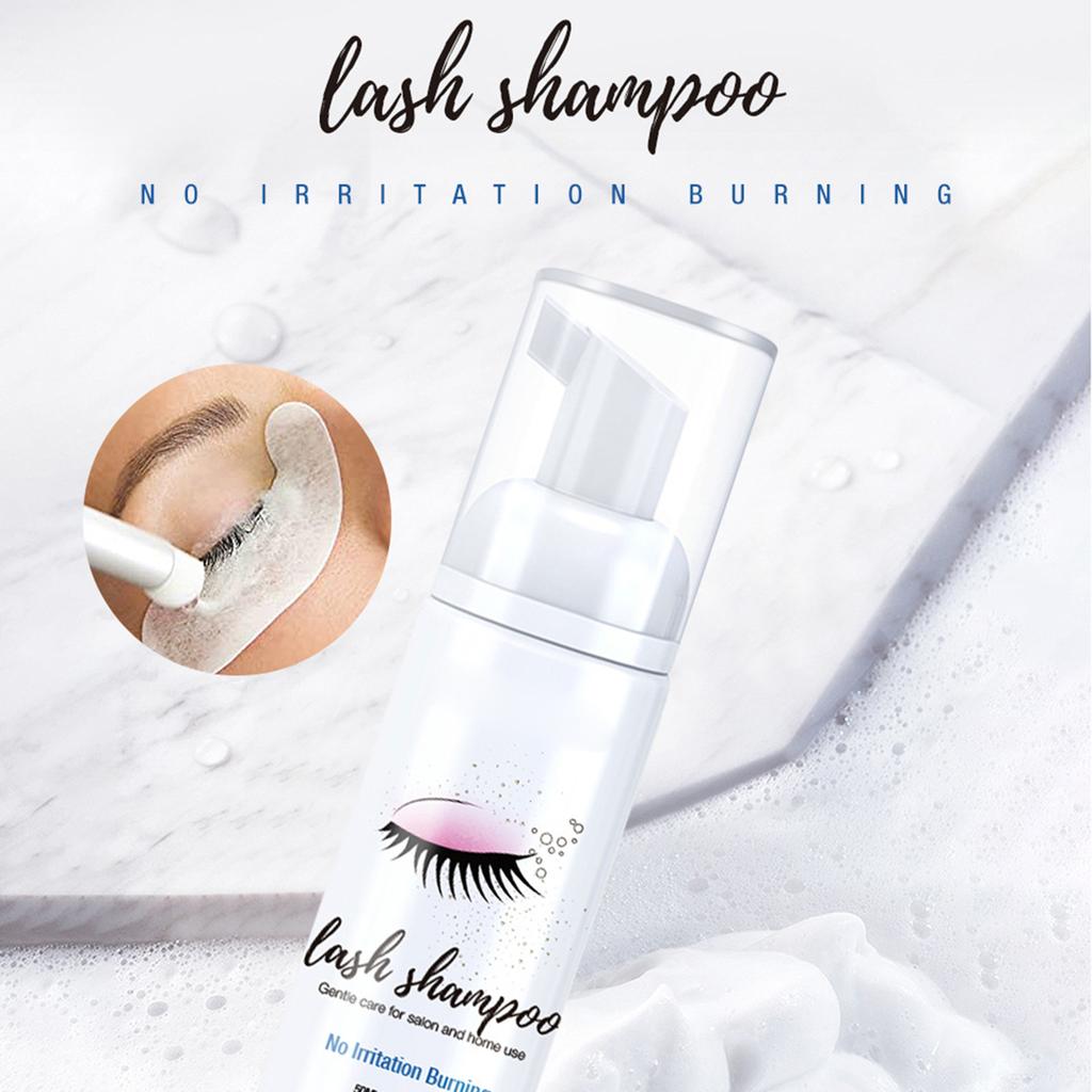 50ml Čistič řas Šampon na prodlužování řas Štěteček Pěna Čistič řas pro prodloužení & Přírodní řasy Odličovač Salonové Domácí použití