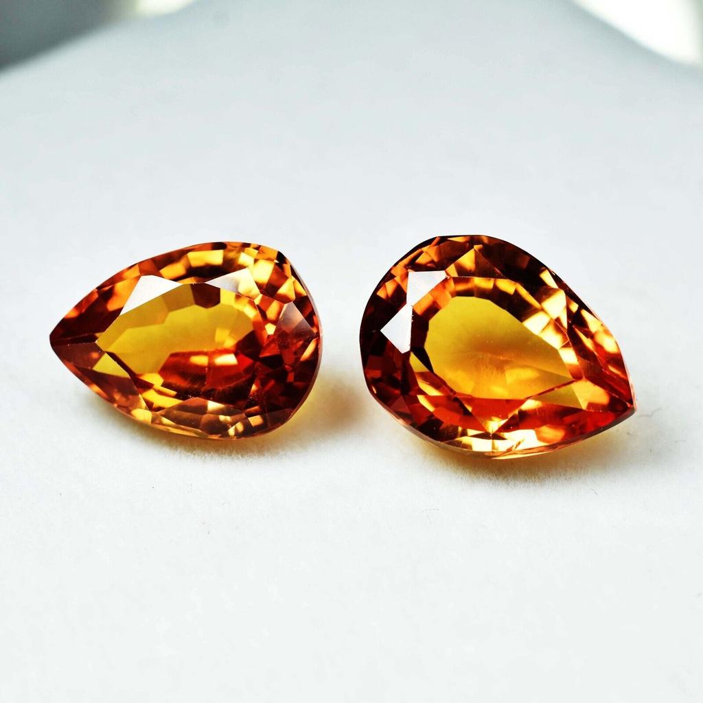 8 to 10 Ct NATURAL Fire Yellow Sapphire Pear Cut Loose Gemstone Pair