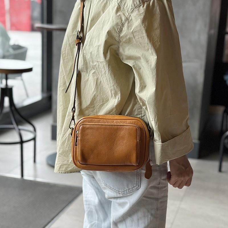 Johnature Lässige Kissentasche für Damen, weiches Echtleder, einfache, einfarbige, vielseitige Schulter- und Umhängetaschen aus Rindsleder