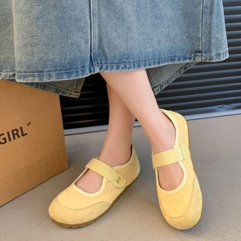 Candy Color Round Head Velcro Ballet Shoes Autumn Flat Casual Single Shoes Student Fashion Mary Jane Shoes