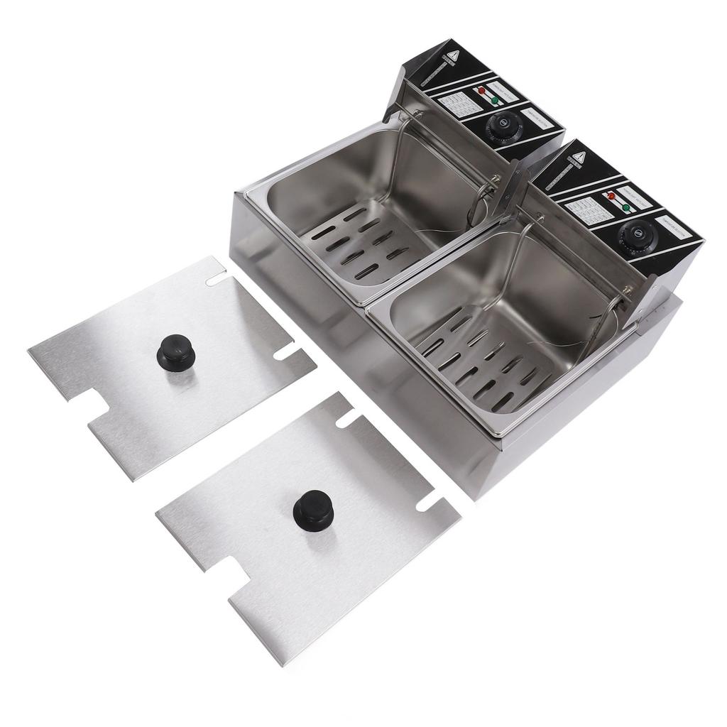 6L kommerzielle elektrische Fritteuse einstellbare Temperatur Dual Tank elektrische Friteuse US-Stecker 110V