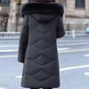 Elegant Vintage Women Down Coat Puffer Jacket Real Fur Collar Thick Warm Winter Plus Size Outerwear Middle Age Long Prakas