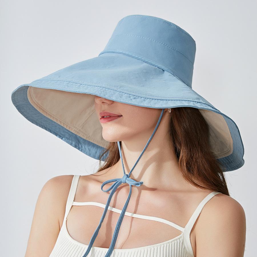 

Женская летняя уличная шляпа от солнца с закрытым лицом и шеей, шляпа с большими полями, двусторонняя пляжная шляпа, рыбацкая шляпа, шляпа для бассейна синий