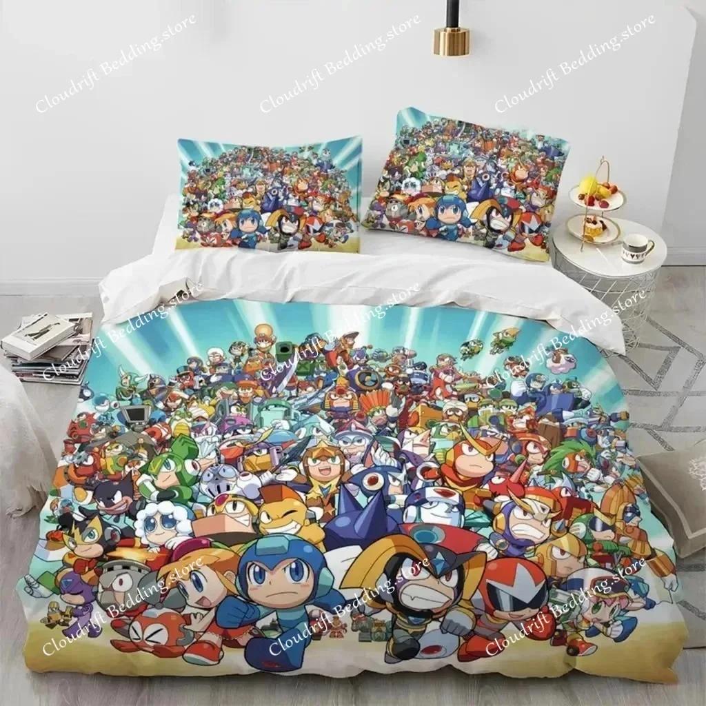 3D-Druck Rockman Megaman Spiel Cartoon Bettwäsche Set Jungen Mädchen Twin Queen Size Bettbezug Kissenbezug Bett Kinder Erwachsene026