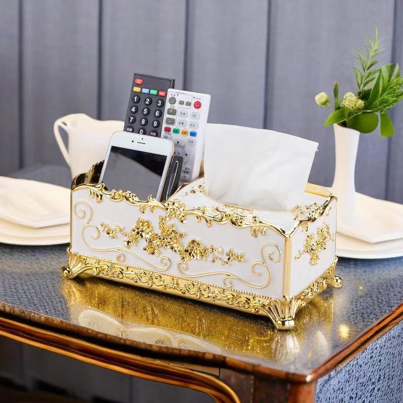 1PC Multifunctional European Style Tissue Box Restaurant Napkin Paper Box Living Room Desktop Remote Control Storage Box