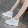 Leather little white shoes women's autumn waterproof women's shoes new thick-soled muffin shoes inner height increase casual single shoes women