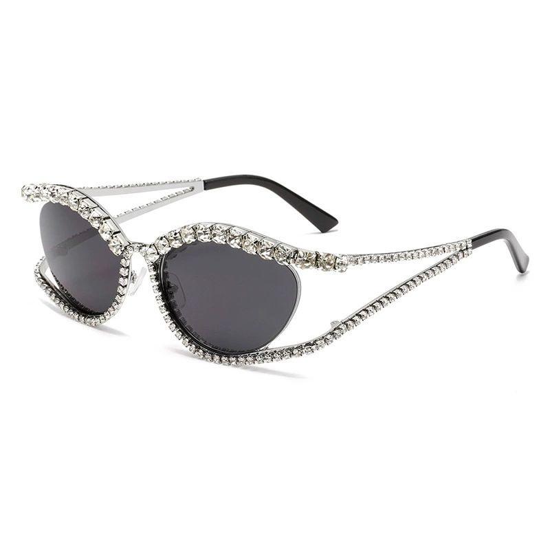 

New diamond-encrusted hollow Y2K cat-eye sunglasses European and American ins sunglasses DS-8853