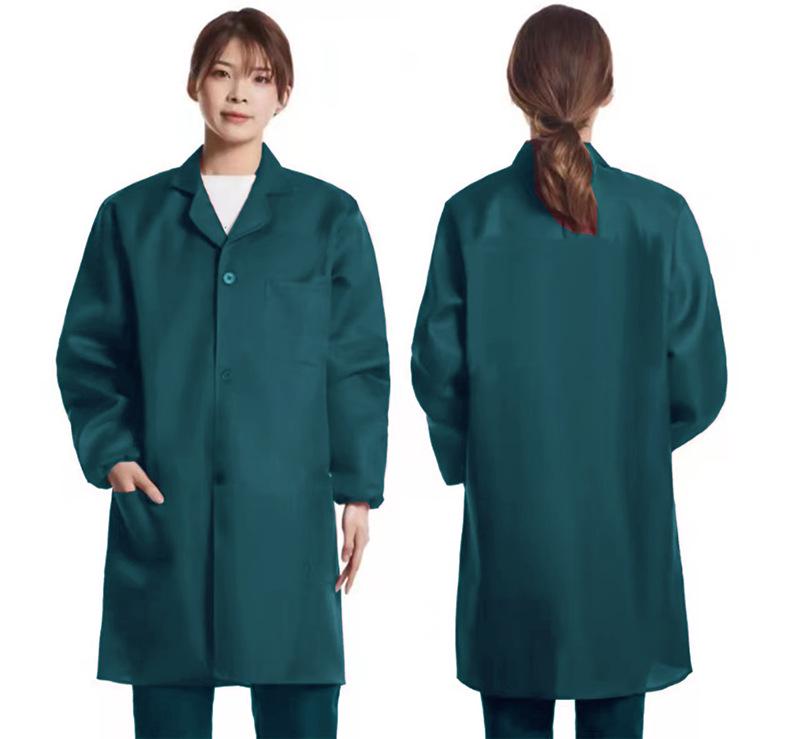 Unisex Dustproof Blue Workwear Robe with Printing & Embroidery