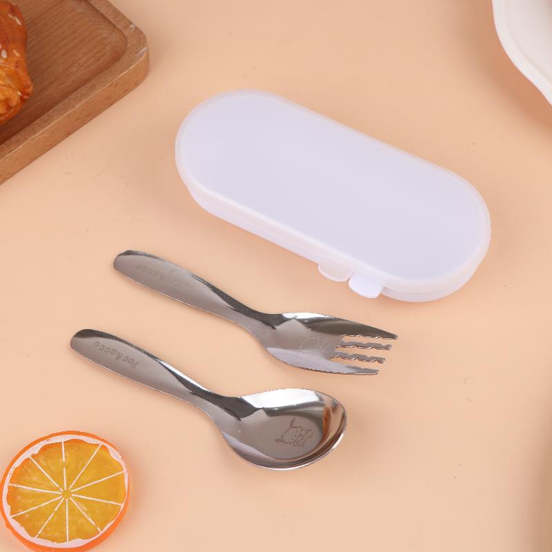Stainless Steel Spoon Fork Set Short Handle Children'S Tableware Household Baby Food Spoon Soup Spoon