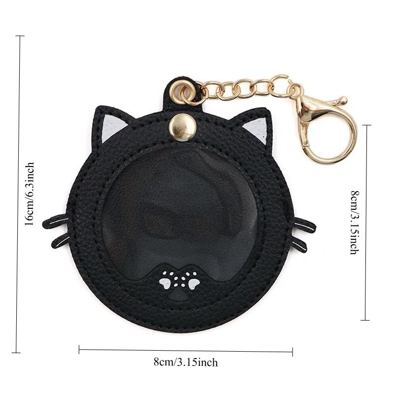 Kočičí taška s odznakem, ochranný kryt pro 58mm anime odznaky, klíčenka pro ženy, kožený přívěsek na klíče, auto, moto, přívěsek, dárek k narozeninám