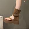 Vintage Thick-soled Roman Cool Boots for Women's 2025 Summer New Fashion Set-toed High-top Sandals Heightened Zipper Short Boots