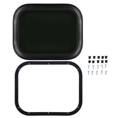 Fixed RV Window 500 X 300mm Aluminium Alloy Rainproof Black Round Corner Window with Fixed Ring For Campervan