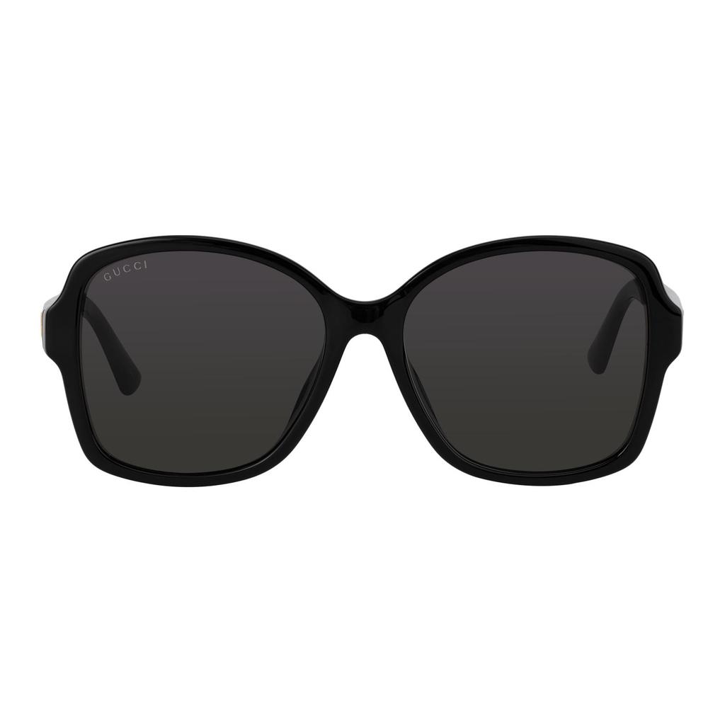 Gucci Full Frame Black Plate Frame Square Sunglasses Women's