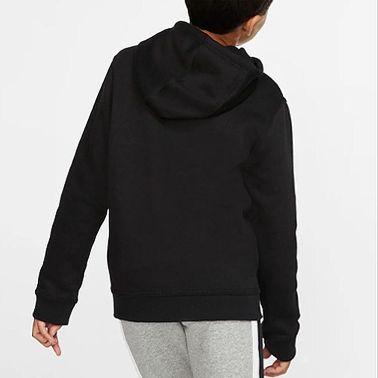Nike Sweatshirt Casual Fleece Lined Zippers Open Collar Hooded Black Kids' Unisex BV3699-010