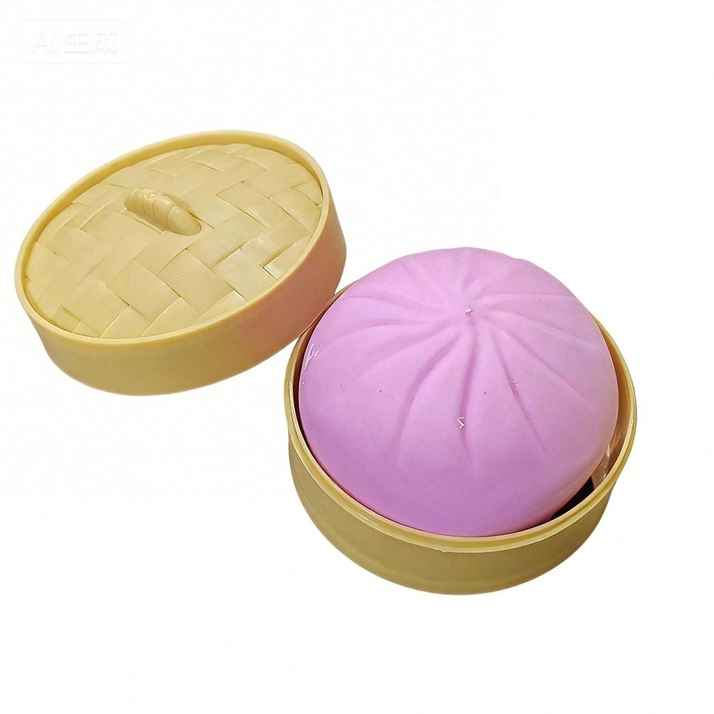 Dumpling Stress Balls Toy with Steamer Simulation Food Squishies Bun Fidget Sensory Toys for Home Desktop Decoration Party Gifts