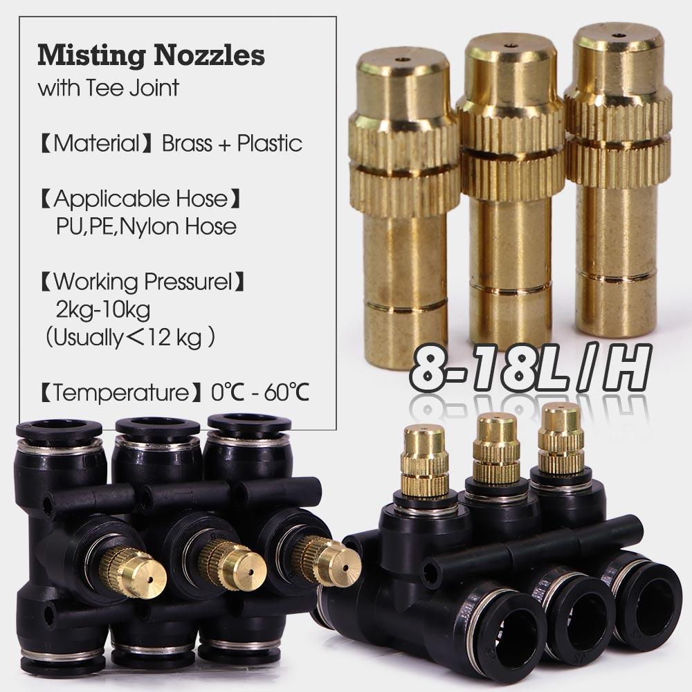3/8" 9/12mm Misting Cooling System Adjustable Sprayer Quick Connector with 8mm Nozzle Garden Irrigation Auto Watering Sprinklers