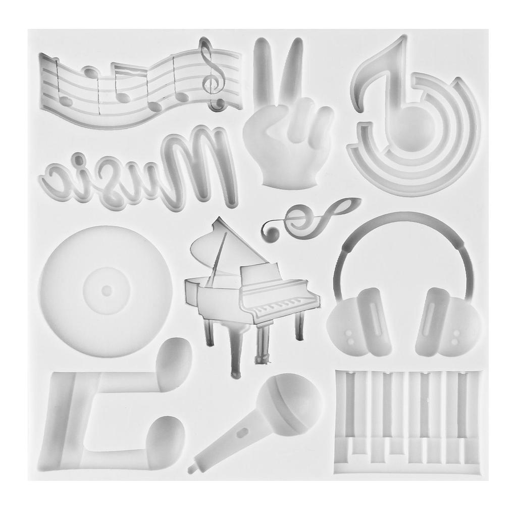 Music Theme Silicone Mold Musical Notes Piano Guitar Violin Fondant Molds Cake Decorating Tools Cupcake Topper Candy Clay Chocolate Gumpaste Mold